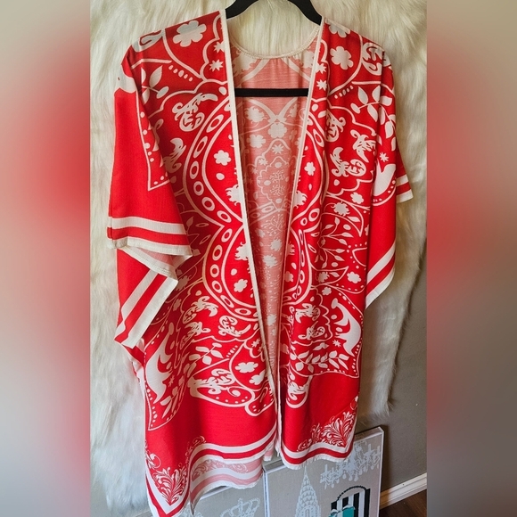 Vintage Vibrant Tropical Paisley Boho Beach Coverup - Picture 2 of 6